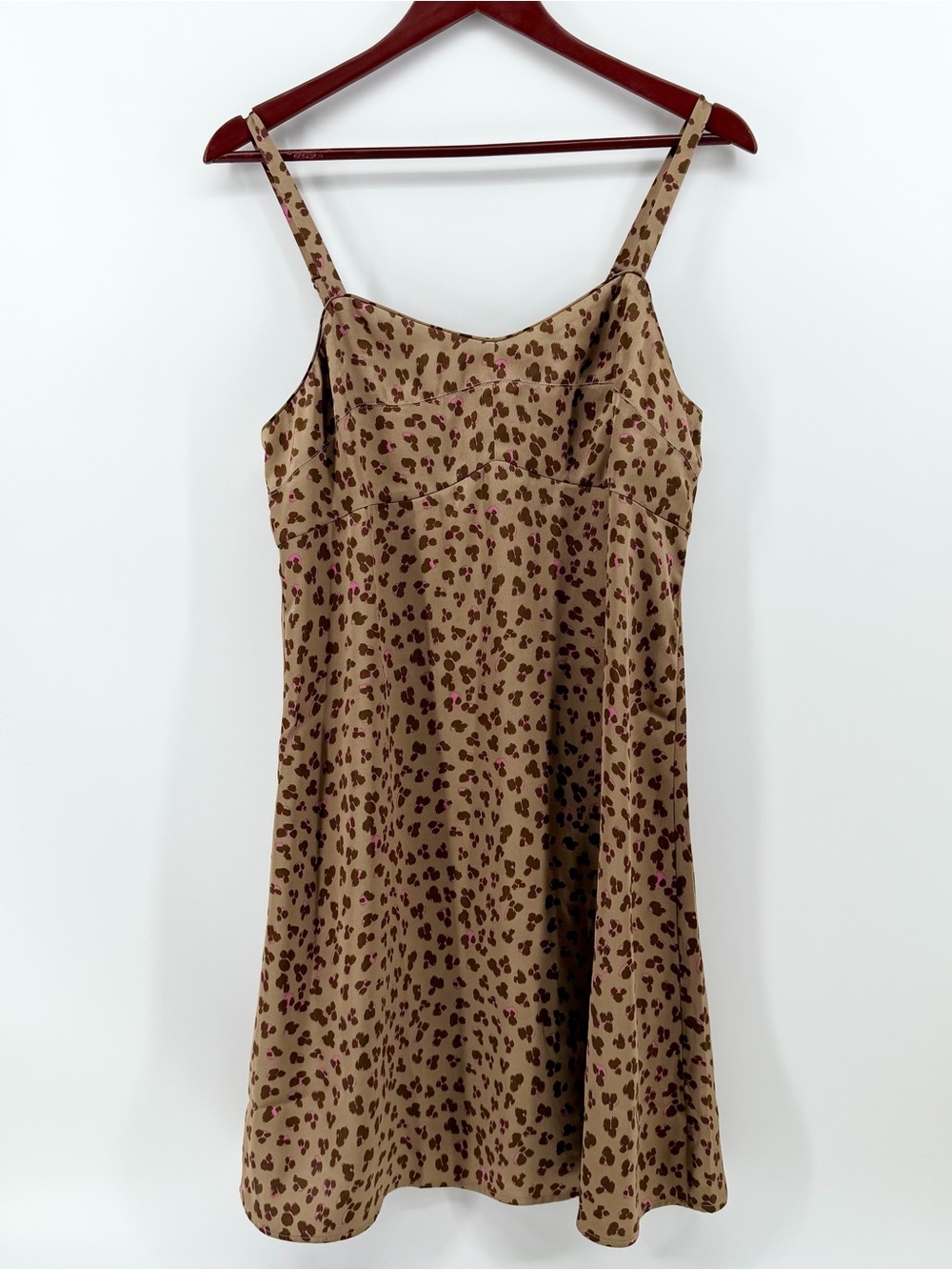 CAbi Casino Leopard Print Matte Satin Slip Dress Small
